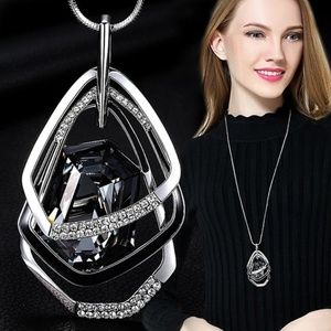 Triple Stack Sparkly  Crystal Long Chain